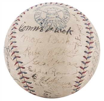 1929 World Series Champion Philadelphia Athletics Team Signed OAL Baseball With Foxx, Simmons,Cochrane,  Mack & Grove (JSA)